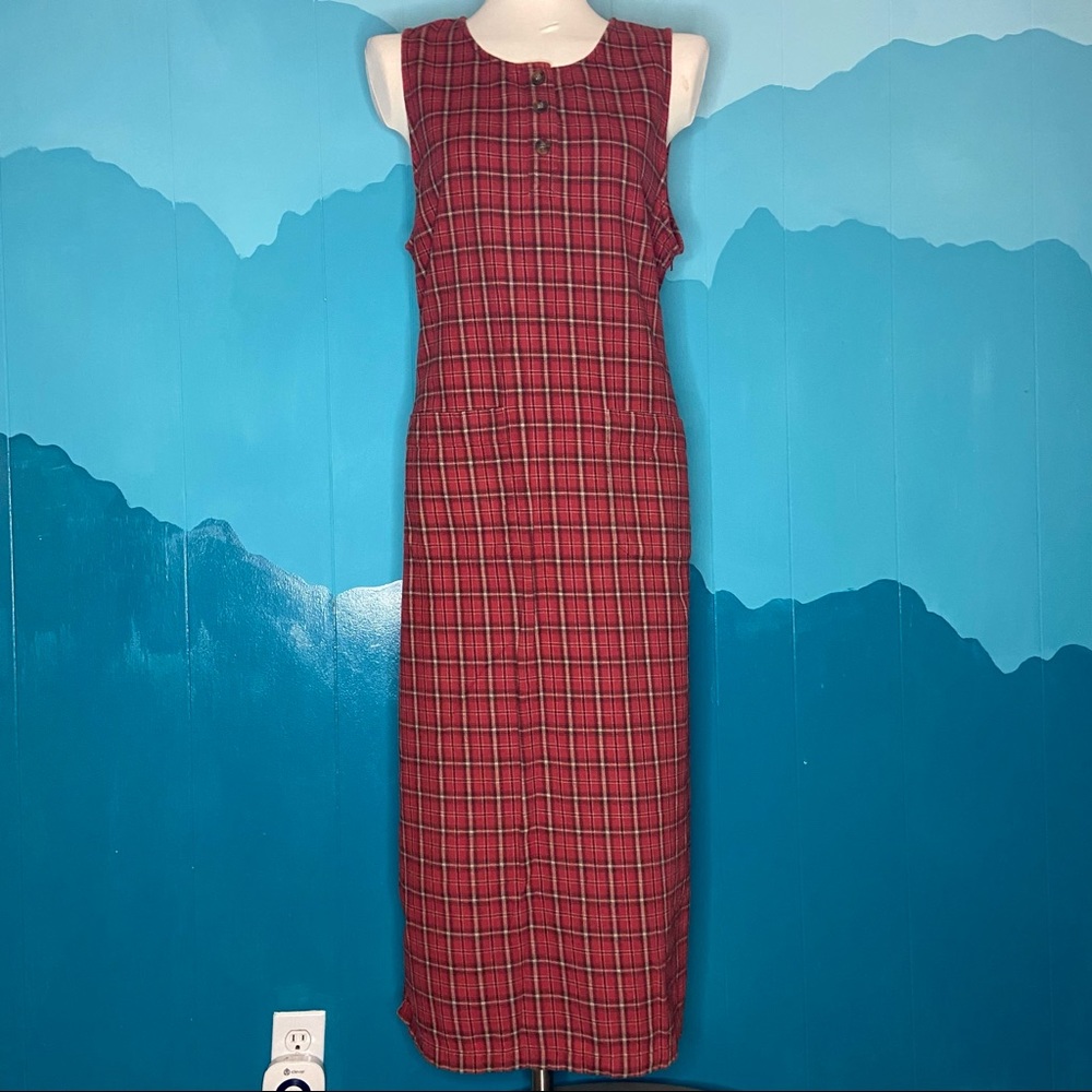 Vintage 90s Woolrich® Plaid Sleeveless Maxi Dress